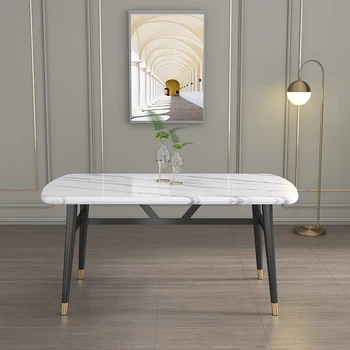 כיכר יוקרה שולחן האוכל הנורדי לבן מודרני, רגלי מתכת עמיד למים שולחן הקפה בסלון גבוהה Muebles De Cocina רהיטים