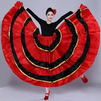 ספרדית ריקוד תלבושת קלאסי, מחול צועני תחפושת שמלת פלמנקו לנשים סווינג חצאיות שוורים הבטן ביצועים