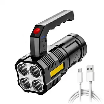 נטענת USB Led פנס קמפינג אולטרה בהיר לפיד Flightlight גבוה כוח Led פנסים Quad-core חזק פנס