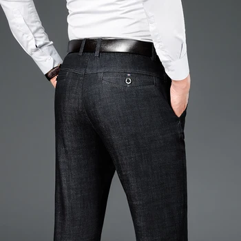 סתיו חדש מודאלית גברים כותנה, ג ' ינס נוח למתוח רזה עסקים מזדמנים מכנסיים גבר שחור, כחול קלאסי, סרבל מכנסיים