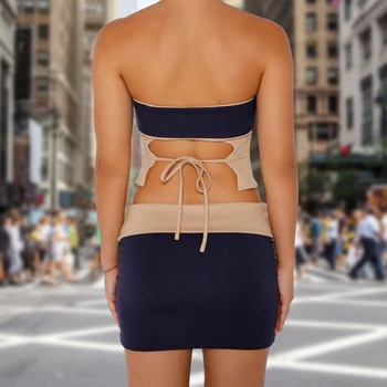 2 יצירה Bodycon סטרפלס חצאית להגדיר סלים מחוץ כתף שרוולים קצרים למעלה חצאית מיני בחורות סקסיות מגדיר עבור נשים אופנה ללבוש.