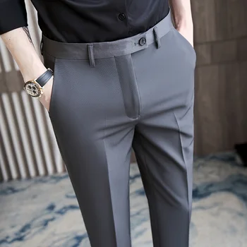 הגברים לאביב/קיץ עסקים רשמית מכנסיים צבע מוצק מקרית קוריאני להתאים את המכנסיים 2023 גברים לחתונה של חברתי מכנסיים בתוספת גודל 36