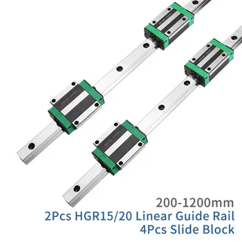 2PCS HGR20 HGR15 כיכר רכבת מדריך ליניארי + 4PCS שקופית מיסב לחסום HGH15CA HGW15CA HGH20CA HGW20CA עבור הנתב CNC חריטה
