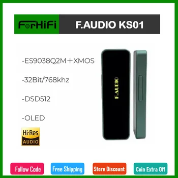 פ אודיו KS01 ES9038Q2M＋XMOS נייד Usb, מפענחים אוזניות מגבר ES9063Q עם OLED מסך תצוגה 32Bit/768khz DSD512