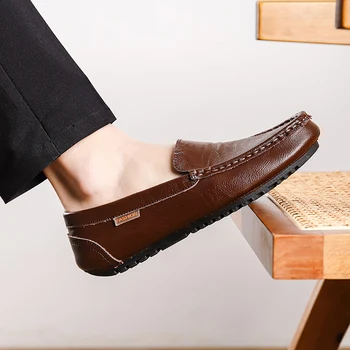 גברים עור אמיתי עבודת יד Homme פאטאל Docksides סירת נעלי נעלי מותג נעליים לגברים 2023 נעלי גבר נעלי