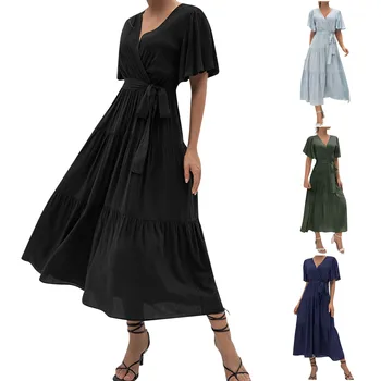 שמלות ארוכות אופנתי Longuette שמלות עבור נשים 2023 מזדמן אמצע שוק שמלות אישה 2023 רשמי שמלות אירוע