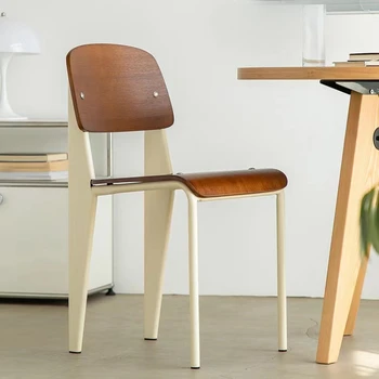 נורדי אמיתי עץ כסאות אוכל פנאי משענת כיסא המחשב מסגרת ברזל עיצוב כיסא יציב עומס נושאות ריהוט הבית