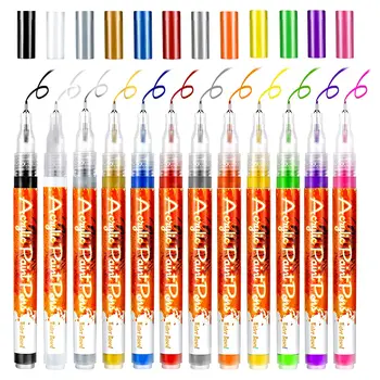 12 צבעים ציפורן עט ציפורן אמנות גרפיטי עט עמיד למים לק עט יבש מהירה ציור אמנות ציפורן עט DIY מופשט קווי מסמר
