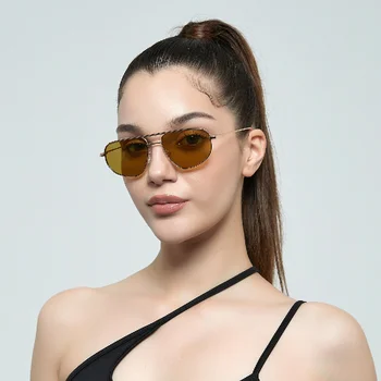 מתכת מרובע משקפי שמש של האישה קלאסיקות בציר משקפי שמש UV400 נקבה מותג אופנה מראה לרכוש משקפיים, עדשות צבעוניות
