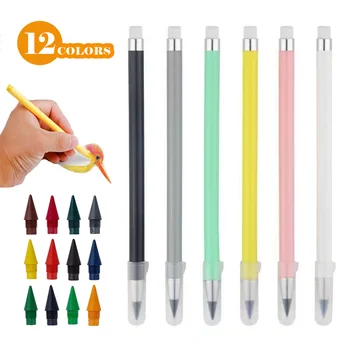 12 צבעים נצח עיפרון סט עפרונות צבעוניים עם מילוי ללא הגבלה כתיבה עטים ניתן למחיקה עפרונות ילדים עטים הספר ציוד אמנות