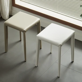 2pcs פשוטה עור מסעדה כיסא מרובע מטבח כיסא נוח נייד יהירות הכיסא מוערמים אחסון ריהוט הבית