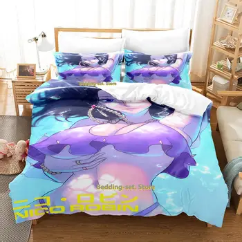 ניקו רובין סט מצעים יחיד תאום מלא קווין קינג סייז להגדיר מבוגר ילד השינה Duvetcover סטים הדפסת 3D אנימה עם מיטה זוגית להגדיר