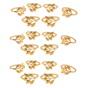 18Pcs/הרבה המלון מפיות טבעת מחזיק מפיות עלים נופלים מפית אבזם חג המולד מסיבת חתונה זהב מפיות