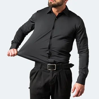 מוצק רופף רגיל חלק חולצות לגברים 2023 אלגנטי גברים מנופחים חברתיות פורמאליות שרוול ארוך חולצות באיכות גבוהה זכר לכל היותר