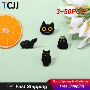 3~50PCS חתול שחור סיכות אמייל קריקטורה חמוד תכשיטים מתנות סיכת מתכת פאנק חיה סיכות, תגים אמייל סיכות מתכת תגים