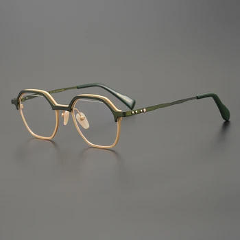 רטרו מסגרת משקפיים גברים יפן מעצב מותג טהור טיטניום אופטיות למשקפי קוצר ראייה לקרוא, נשים מרשם משקפיים