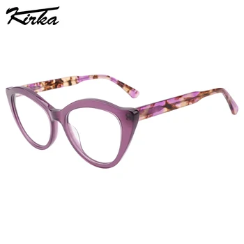 Kirka נקבה Eyewear אצטט עין חתול משקפיים אופטיות למשקפי ראייה רחב מקדשים צבעים משקפיים לנשים והנשים WD1411