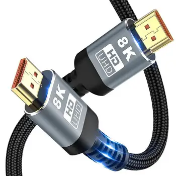 8K HDMI-Compatible2.כבל 1 עבור PS5 HDTV PC הטלוויזיה החכמה העליונה High Definition Multimedia כבלים תצוגת אודיו וידאו HD קו