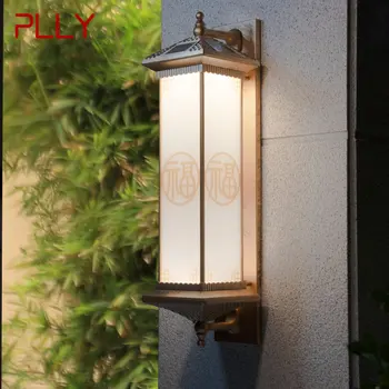 PLLY סולארית חיצונית מנורת קיר יצירתיות ברונזה, מנורות קיר אורות LED אטימות IP65 הביתה וילה מרפסת חצר