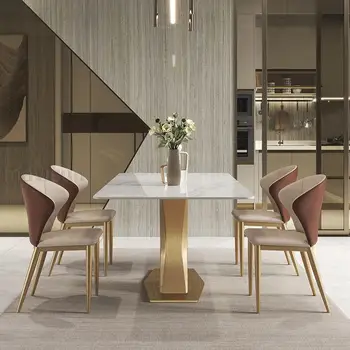 יוקרה במרכז שולחן האוכל באור מודרני מינימליסטי מעצב יצירתי שולחן מלבני הכיסא סט שולחן Pliante ריהוט הבית