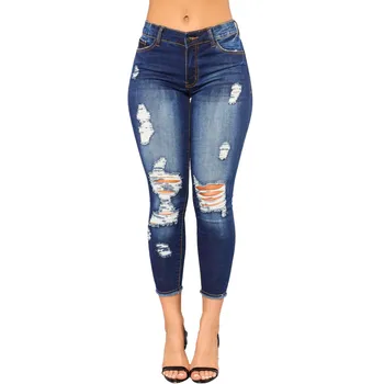 נשים סקיני ג 'ינס ג' ינס מחורר הרגל ציציות מחורר רחוב אמריקאי רחוב רזה צינור ישרה מכנסיים 2023