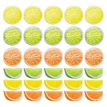 30Pcs 2in מלאכותי של לימון, פרוסות סימולציה דקורטיביים מזויף פירות חתונה קישוט פסטיבל העיצוב צילום אביזרים