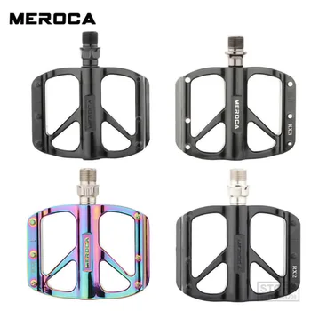 MEROCA BMX אופני הרים סגסוגת אלומיניום פדלים דו/3 נושאי אטום נגד החלקה מסמר פלדה חוזק גבוה שטוח פדאלים.