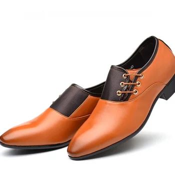 BCEBYL אביב סתיו אופנה חדשה גברים שחורים-חומים קלאסי הבוהן מחודד עסקית רשמית נעליים מזדמנים נעלי ספורט Chaussure Homme