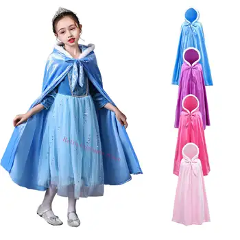 בנות הנסיכה אלזה קטיפה רך עם ברדס ארוך קייפ הגלימה תחפושות לילדים להתלבש מסיבת ליל כל הקדושים תחפושות