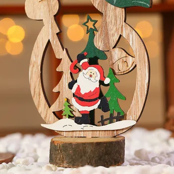 קישוט חג המולד שולחן עץ סנטה קלאוס, איש שלג מלאכה עץ חג המולד בל עץ חג מולד תפאורה הביתה שמח טיפה קישוטים