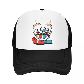 פאנק יוניסקס חם קריקטורה משחק Cuphead Mugman כובע נהג המשאית למבוגרים מתכוונן כובע בייסבול עבור גברים, נשים, היפ הופ