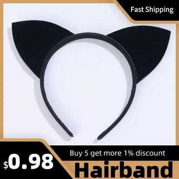 גותי שחור Hairbands לנשים מסיבה סקסי אופנתי חתול האוזניים חג בגימור גבירותיי אופנה שיער דק הלהקה Accesorios פארא Mujer