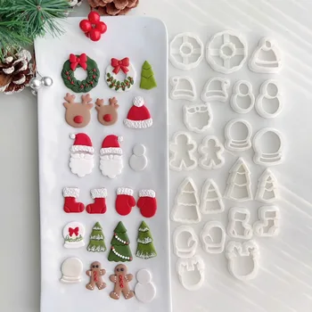חימר פולימרי עגילים לחתוך את היד עובש חג המולד דגם בלטות כלי DIY קליי עושה תכשיטים עגילים תליון קישוט כלי