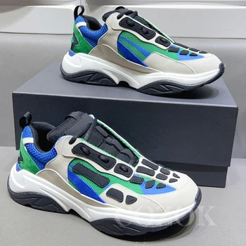2023 גברים נעלי סתיו חדש צבעים מעורבים נוחות לנשימה החלקה נעלי ספורט באינטרנט סלבריטאים עבה התחתונה זכר נעליים מזדמנים