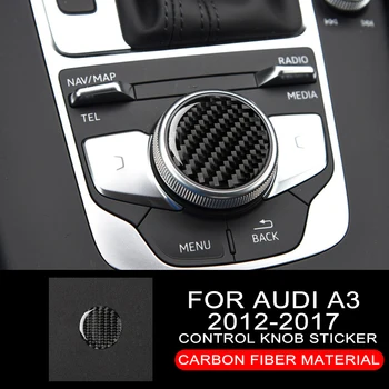 סיבי פחמן כפתור שליטה על פנל דקורטיבי המכונית מכסה המכונית סטיילינג לקצץ מדבקות מגן עבור אאודי A3 2012-2017 אביזרים