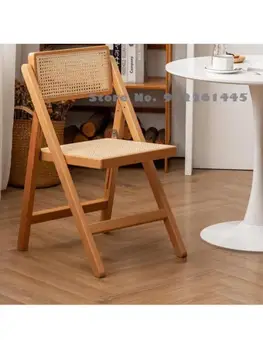 רטרו קש הכיסא משק בית האוכל פשוט כיסא יפני מעץ מלא משענת הכיסא המתקפל קפה התיכון העתיק הכיסא ההגירה