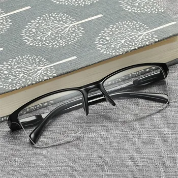 חדש חצי מסגרת משקפי קריאה גברים נשים האולטרה Presbyopic משקפיים ריבוע שחור למשקפי מרחק ראייה משקפיים +75 +400 Oculos
