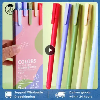1~10PCS 5 מקלות/תיבת יומן עט באיכות גבוהה רב-סגנון מלא מחט בצבע עט עט עט כדורי פלסטיק תוספות בסגנון