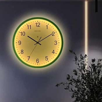 נורדי עיצוב שעון קיר מופעל על סוללה עגול שעונים גדולים שקטה בסלון בלילה אור רלו דה ונקייה עיצוב הבית
