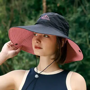 הקיץ 12cm גדול ברים שמש כובע לגברים נשים צבע חוסם עיצוב חיצוני עמיד למים טיולים דיג כובע מתקפל דלי הכובע