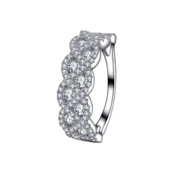 חדש אירופאי ואמריקאי S925 כסף סטרלינג הטבעת יוקרה לחצות זירקון יהלום טבעת קטנה טריים טבעת פשוטה עיצוב הטבעת של נשים
