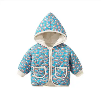 סתיו חורף אופנה הקוריאנית תינוק בן יומו עם ברדס להדפיס את המעיל תינוקות בנים בנות חם כותנה מעיל הלבשה עליונה A3005