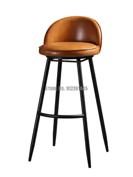 נורדי אור יוקרה בר הכיסא משק מודרני פשוט כיסא גבוה סיבוב מוט ברזל מול שולחן קפה גבוה צואה