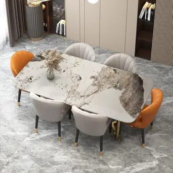 השיש גבי שולחן האוכל כיסאות עיצובים מסעדה משפחה גדולה מודרני מינימליסטי Muebles דה לה סאלה ריהוט הסלון FGM