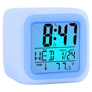 שעון מעורר דיגיטלי נסיעות עבור חדר השינה ילד ילדה,שולחן קטן ליד המיטה שעונים,תצוגת תאריך/שעה אור LED לילה עם נודניק