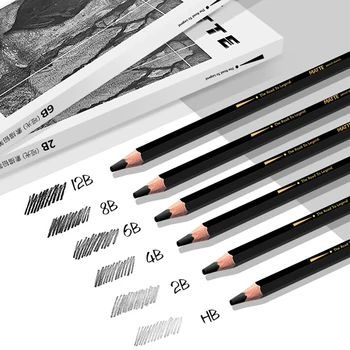 9pcs מט סקיצה עיפרון להגדיר אמנות גרפיט ציור סקיצה עיפרון HB 2B 4B 6B 8ב 12B ציור כתיבה להוביל עיצוב עפרונות אספקה