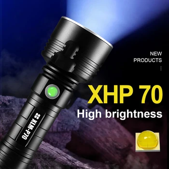 בהירות גבוהה עוצמה XHP70 פנס נטענת USB מחנאות, דיג נוספת נייד מנורה עמיד למים Led לפיד הזרקור
