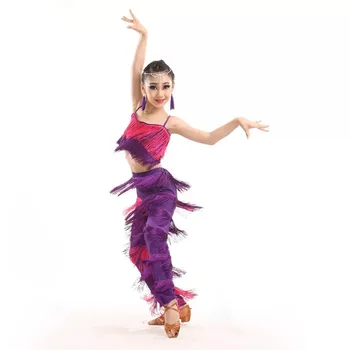 בנות ריקודים לטיניים בגדים האביב והקיץ של הילדים לתרגל מיומנות ברמה גבוהה תחרות מקצועית ציצית ריקוד החצאית