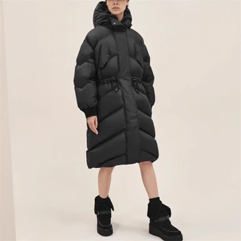 2023 החורף החדשה של נשים גדול בכיס drawstringdesign אמצע אורך המכוסה למטה ז ' קט y2k אופנה רטרו מעובה חם כותנה מעיל
