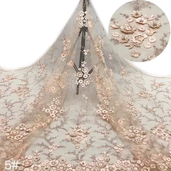איכות גבוהה אלגנטי צרפתי רשת רקמה טול 3D פרח בד אפריקאי הניגרי בד תחרה על שמלת מסיבת החתונה